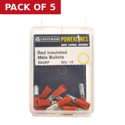 4mm Red Insulated Male Bullets, Pack of 10 - Pack of 5
