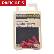 6.3mm x 0.8mm Red Male Push-On Terminals, Pack of 10 - Pack of 5