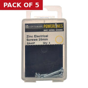 Electrical Socket Screws, M3.5 x 25mm, Zinc Plated - Pack of 5