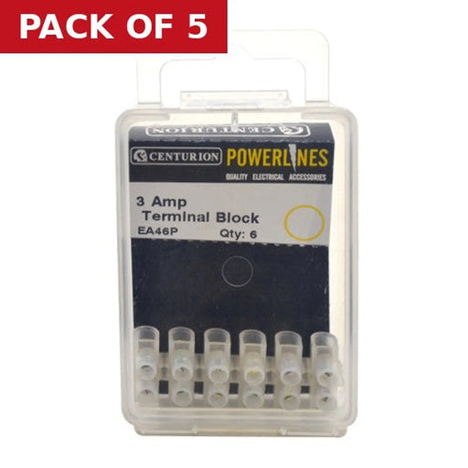 3 Amp Terminal Block - 6 Way-EA46P - Pack of 5