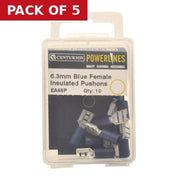 6.3mm Blue Female Push-On Terminals, Pack of 10 - Pack of 5