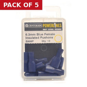 6.3mm Blue Female Insulated Push-Ons, Pack of 10 - Pack of 5