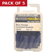 26mm x 4mm Blue Female Insulated Sockets, Pack of 10 - Pack of 5