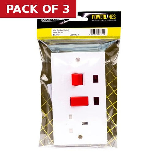 45 Amp Cooker Switch with Socket - Pack of 3