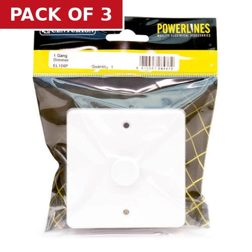 1 Gang 250W 2 Way Dimmer Switch - Pack of 3