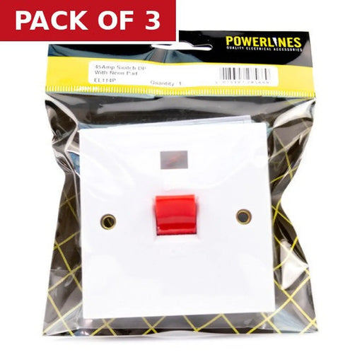 45 Amp Switched Cooker Unit With Neon -EL114P - Pack of 3