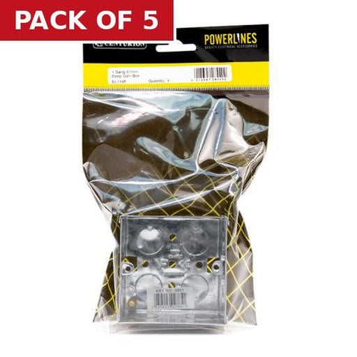 1 Gang 47mm Deep Galvanised Steel Box - Pack of 5