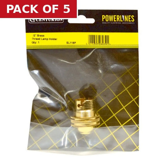 1/2" Brass Thread Lamp Holder - Pack of 5