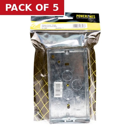 2 Gang 35mm  Deep Galvanised Steel Box - Pack of 5