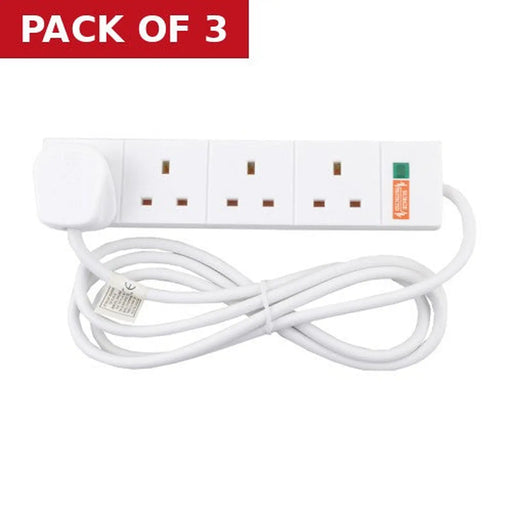 4 Gang Surge Extension Lead, 2m - Pack of 3