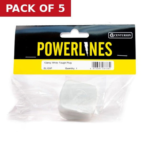 White 13 Amp Tough Plug - Pack of 5
