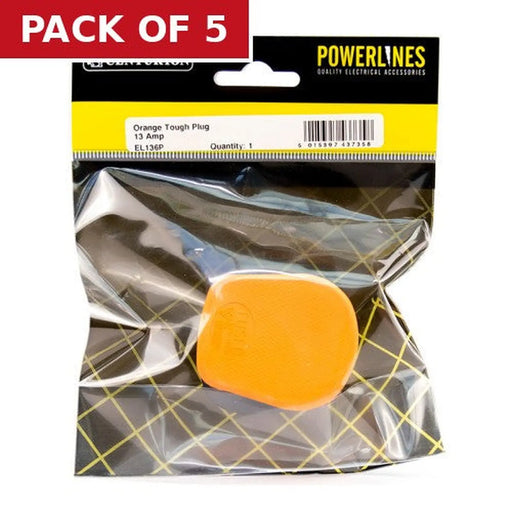 Orange 13 Amp Tough Plug - Pack of 5