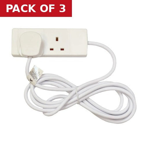 2 Gang Extension Lead, 3m - Pack of 3