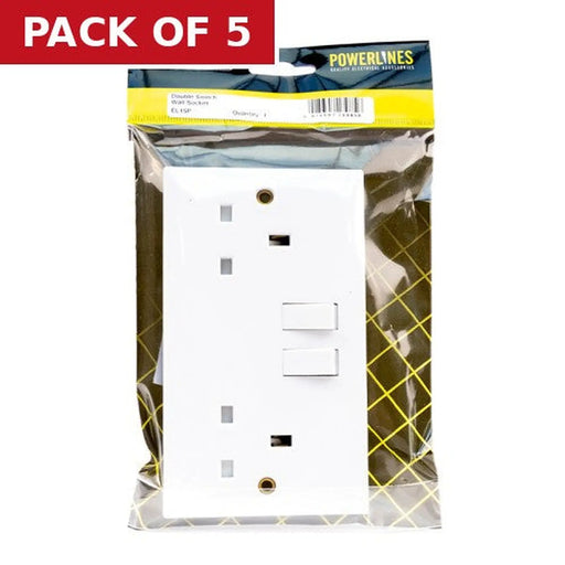 13 Amp 2 Gang Switched Wall Socket - Pack of 5