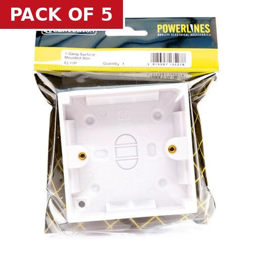 1 Gang  Surface Mounted Box, 25mm Deep - Pack of 5