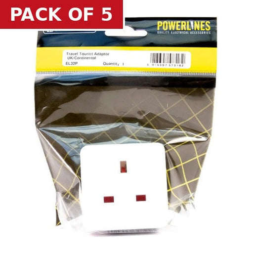 Travel Tourist Adaptor - UK/Continental-EL32P - Pack of 5