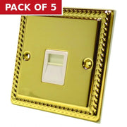 Georgian Master Phone Socket - White Switch - Pack of 5