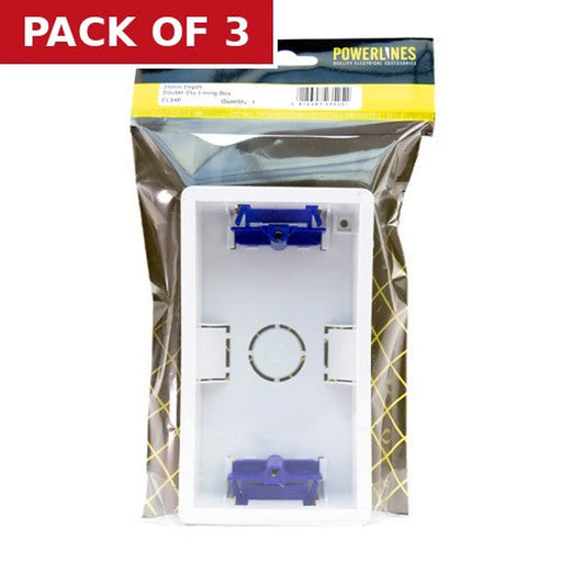 Double Dry Lining Back Box, 34mm Deep - Pack of 3