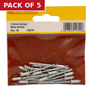 Domed Blind Rivets, 3.2mm x 7.9mm - Pack of 5