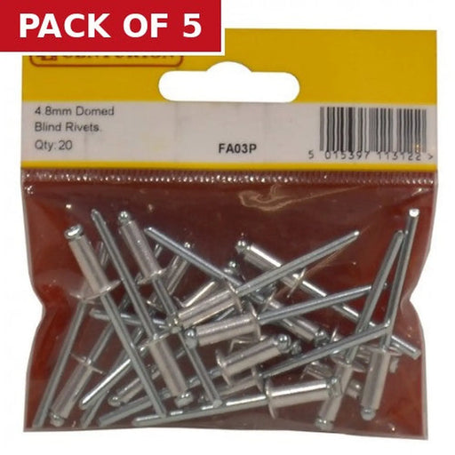 Domed Blind Rivets, 4.8mm x 12.6mm - Pack of 5