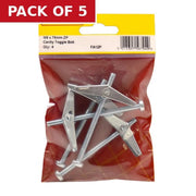 M5 x 75mm ZP Cavity Toggle Bolt 4pk - Pack of 5