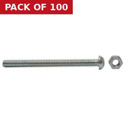 M5 x 75mm Machine Screws & Nuts - Zinc Plated - (100)
