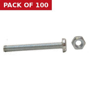 M3 x 25mm Machine Screws & Nuts - Zinc Plated - (100)