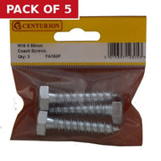 M10 x 50mm ZP Coach Screws  (Pack of 3) - Pack of 5
