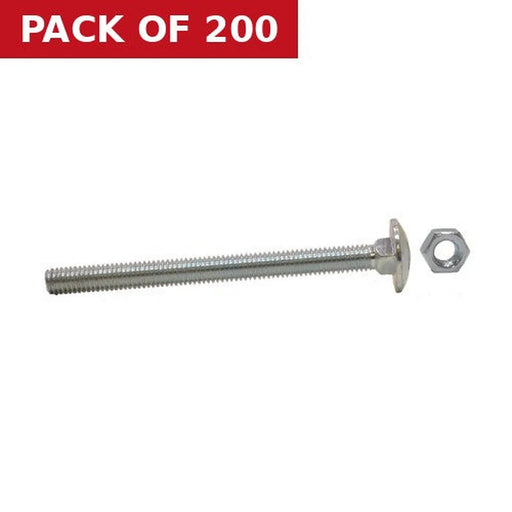 M6 x 50mm ZP Small Carriage Bolts & Nuts  (200)