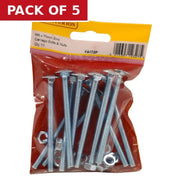 M6 x 75mm ZP Small Carriage Bolts & Nuts (Pack of 11) - Pack of 5