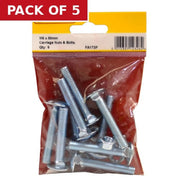M8 x 50mm ZP Small Carriage Bolts & Nuts (Pack of 9) - Pack of 5