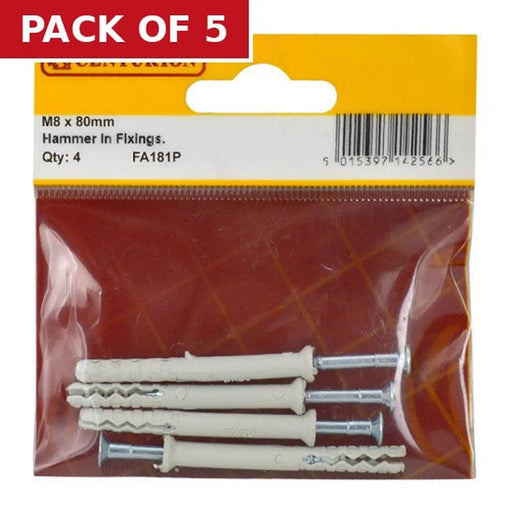 M8 x 60mm Hammer In Frame Fixings  (Pack of 4) - Pack of 5