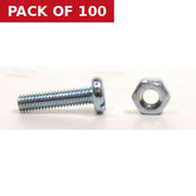 M3 x 12mm Machine Screws & Nuts - Zinc Plated - (100)