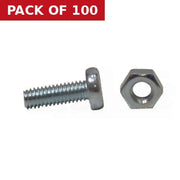 M4 x 12mm Machine Screws & Nuts - Zinc Plated - (100)