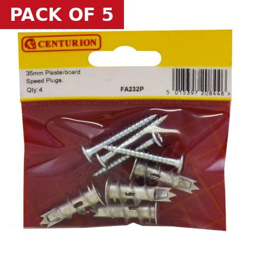 35mm Metal Plasterboard Speed Plugs (Pack of 4) - Pack of 5