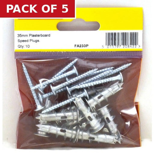 35mm Metal Plasterboard Speed Plugs (Pack of 10) - Pack of 5
