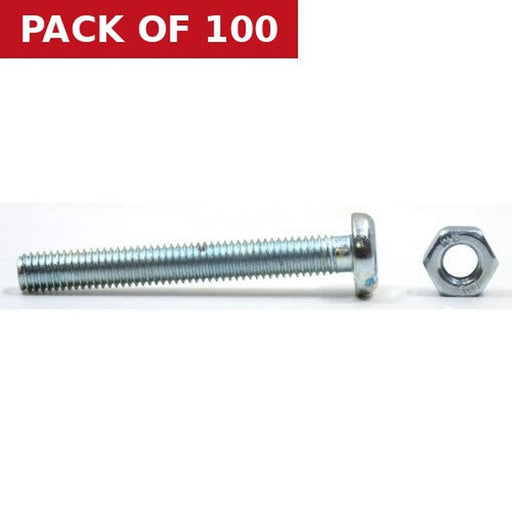 M5 x 40mm Machine Screws & Nuts - Zinc Plated - (100)