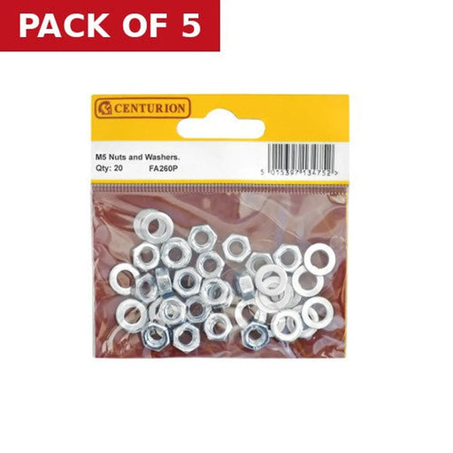 M5 ZP Nuts & Washers  (Pack of 20) - Pack of 5