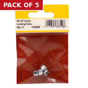 M4 ZP Nylon Locking Nuts (Pack of 4) - Pack of 5