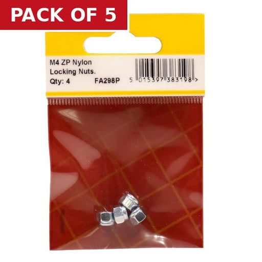 M4 ZP Nylon Locking Nuts (Pack of 4) - Pack of 5
