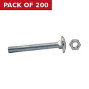 M8 x 75mm ZP Small Carriage Bolts & Nuts   (200)