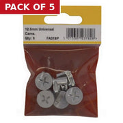 12.5mm ZP Universal Cam Fixings (Pack of 6) - Pack of 5