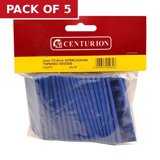 28mm x 80mm x 3-5mm Interlocking Tapered Wedges (Pack of 20) - Pack of 5