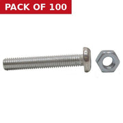M8 x 50mm Machine Screws & Nuts - Zinc Plated - (100)