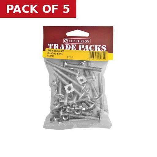 M6 x 80mm ZP Roofing Bolts (Pack of 2) - Pack of 5
