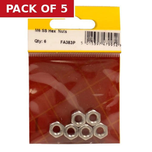 M6 SS Hex Nuts (Pack of 6) - Pack of 5