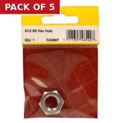 M12 SS Hex Nuts (Pack of 1) - Pack of 5