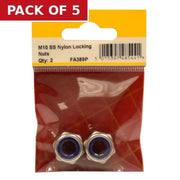 M10 SS Nylon Locking Nuts (Pack of 2) - Pack of 5