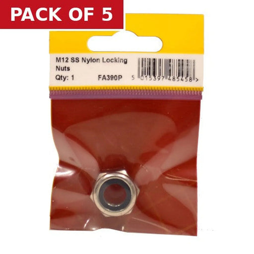 M12 SS Nylon Locking Nuts (Pack of 1) - Pack of 5