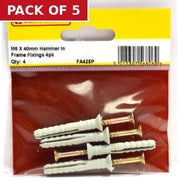 M6 x 40mm Hammer In Frame Fixings 4pk - Pack of 5